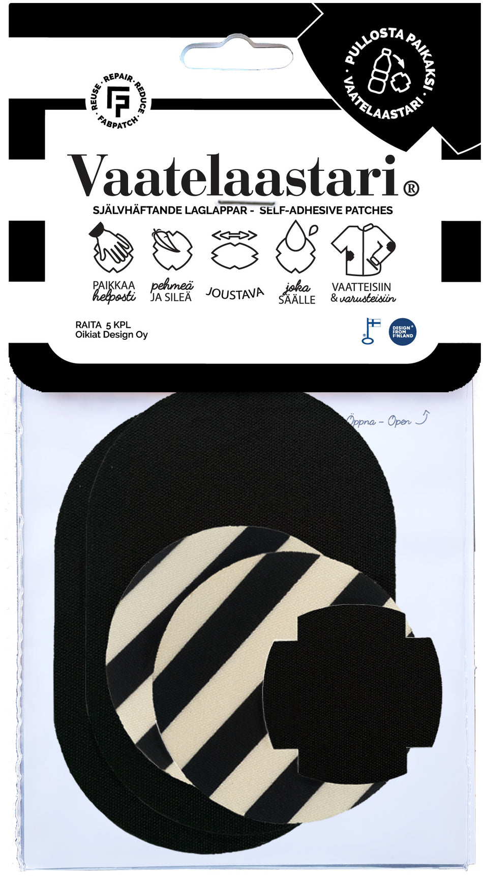 Valokuva tuotteesta Vaatelaastari Raita 5 kpl, kuuluu tuoteryhmään Käsityötarvikkeet.