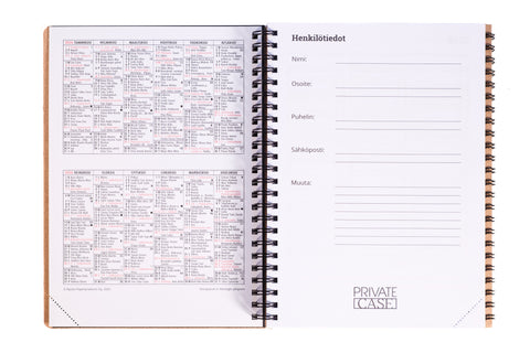 Vuosikalenteri vihko-osalla A5 Private Case Luonnonkorkki Musta