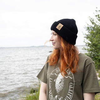 Pipo Norppa luomupuuvillaa, musta Suomen Luonnonsuojeluliitto