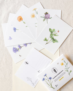 Postikorttilajitelma 8 kpl, Pölyttäjäystävälliset kasvit Suomen Luonnonsuojeluliitto