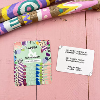 Lapsen ja vanhemman keskustelukortit Hidasta Elämää