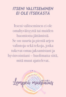 Lempeästi itseni puolella -kortit Hidasta Elämää