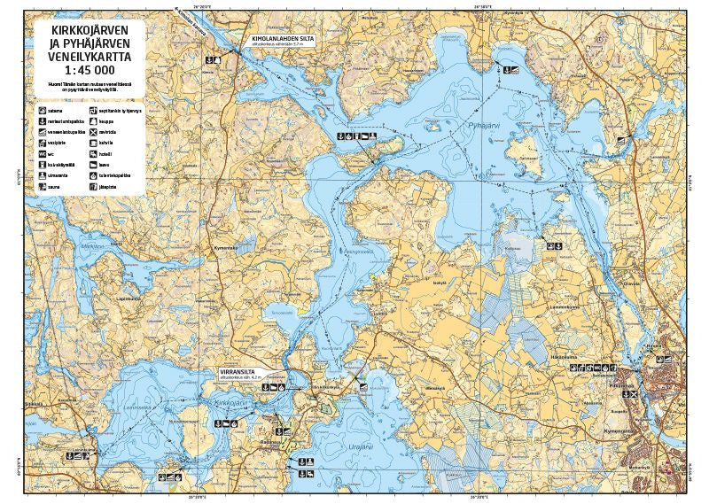 Valokuva kirjasta  Kirkkojärven ja Pyhäjärven veneilykartta (Kimola) 1:45 000, kuuluu tuoteryhmään Meri- rannikkokartat.