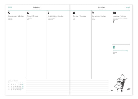 Viikkopäivyri A5 Muumi 2026
