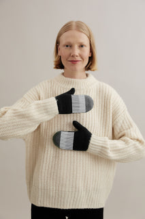 Lapaset MOIKO Polku musta-harmaa L, merinovillaa