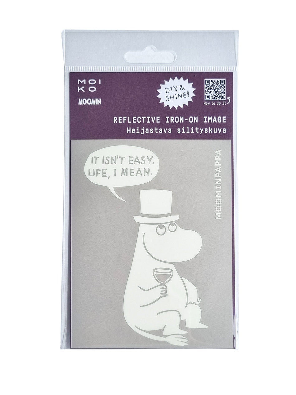 Valokuva tuotteesta Silityskuva heijastava Muumipappa Philosopher Moominpapa Muumi, Moiko, kuuluu tuoteryhmään Käsityötarvikkeet.