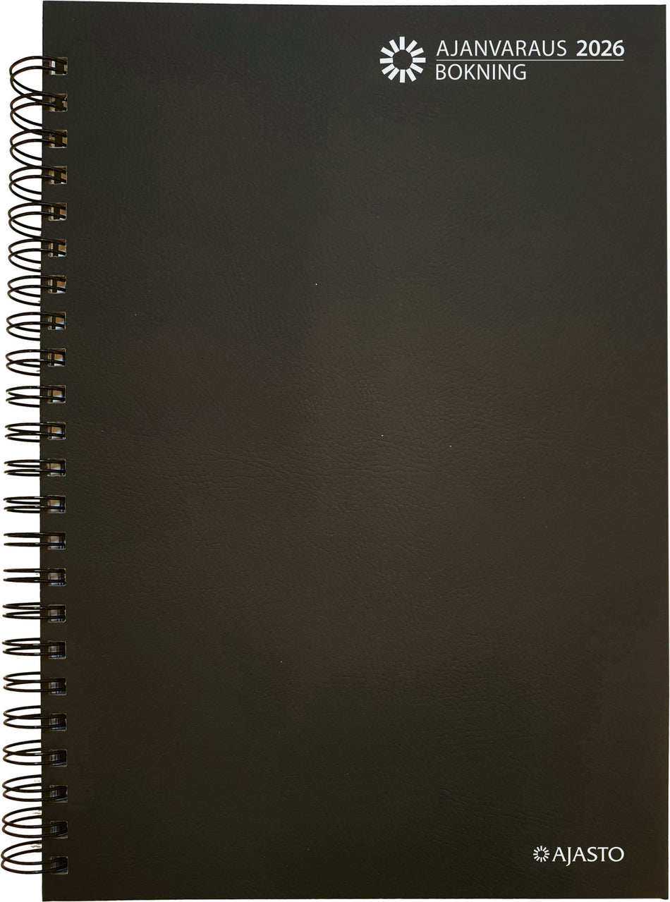 Valokuva tuotteesta Ajanvaraus/Bokning, parikierresidottu 2026, kuuluu tuoteryhmään Tasku- ja pöytäkalenterit.