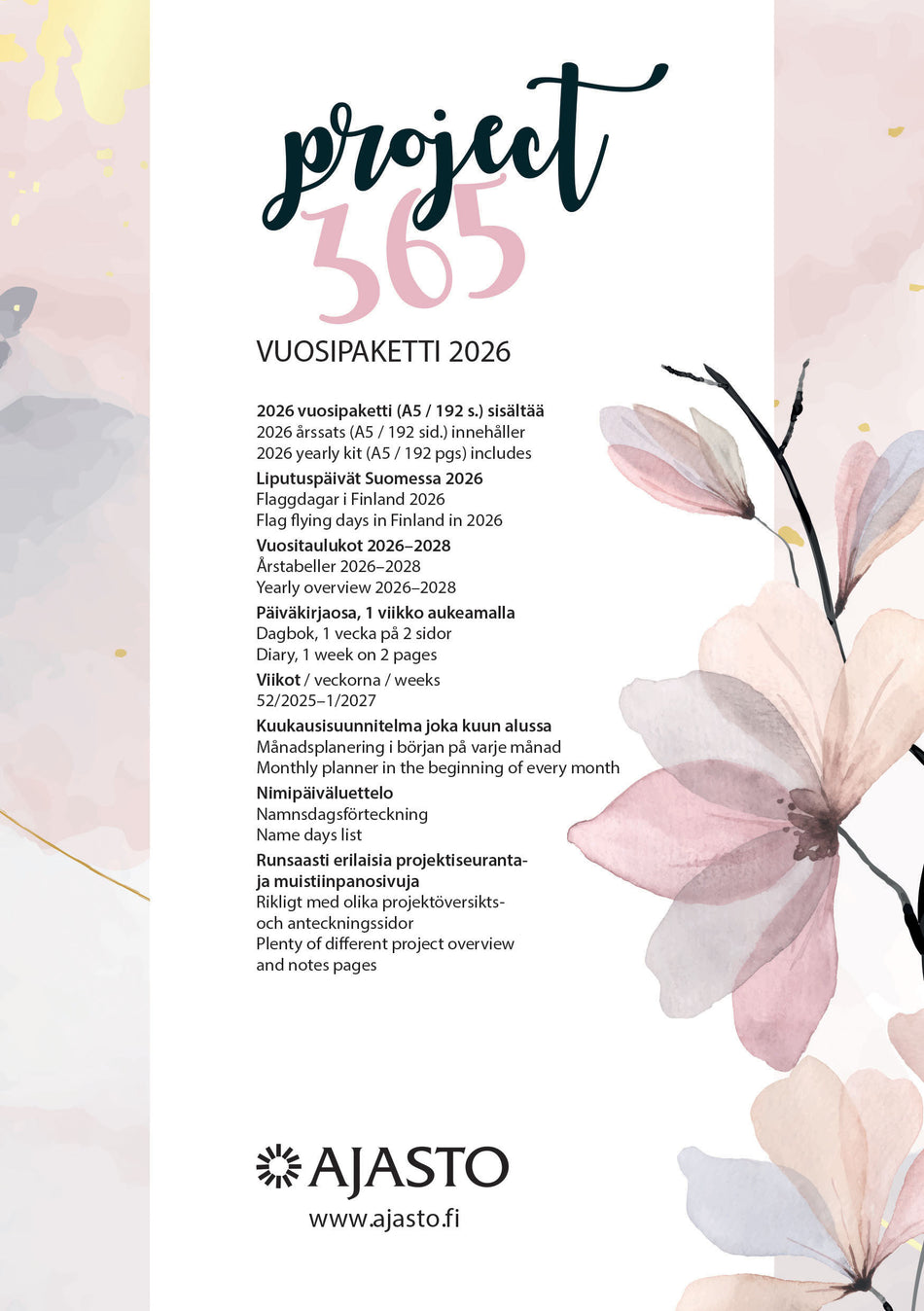 Valokuva tuotteesta Project365-vuosipaketti 2026, kuuluu tuoteryhmään Tasku- ja pöytäkalenterit.