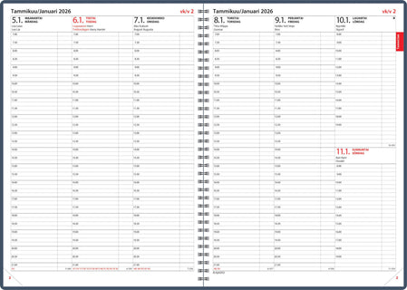 Päivämuistio/Dagsmemorial, parikierresidottu, musta 2026