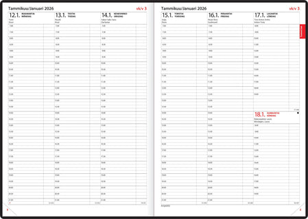 Päivämuistio/Dagsmemorial, sidottu, musta 2026