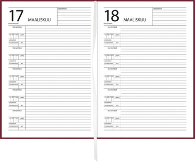 5 vuoden kalenteri, päiväämätön, viininpunainen