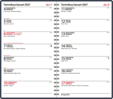Viikkopäivyri/Veckodatumvisare 14, tummanharmaa 2027