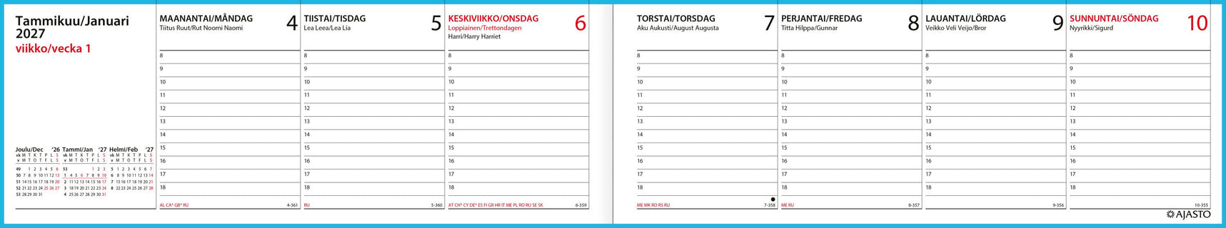 Memo-viikkomuistio, sininen 2027