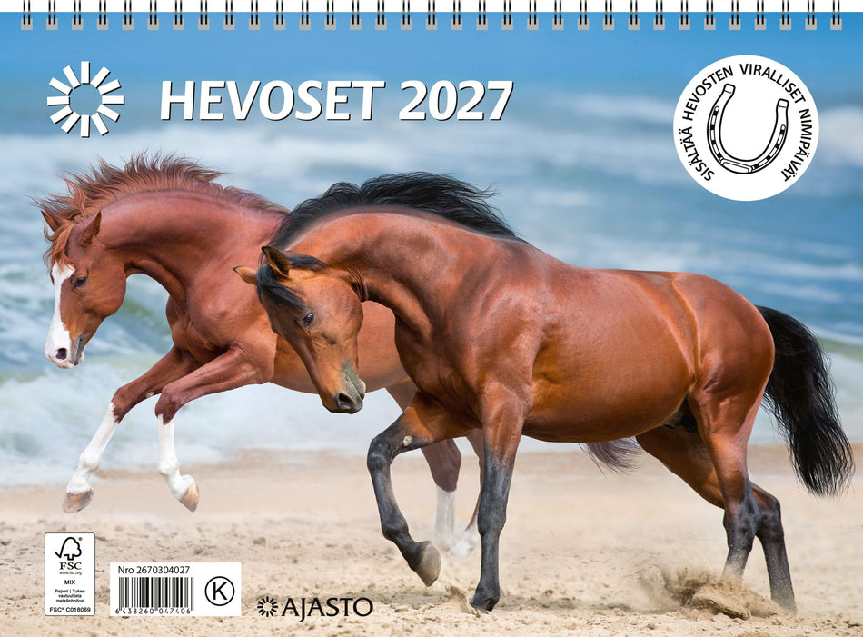 Valokuva tuotteesta Hevoset 2027, kuuluu tuoteryhmään Seinäkalenterit.