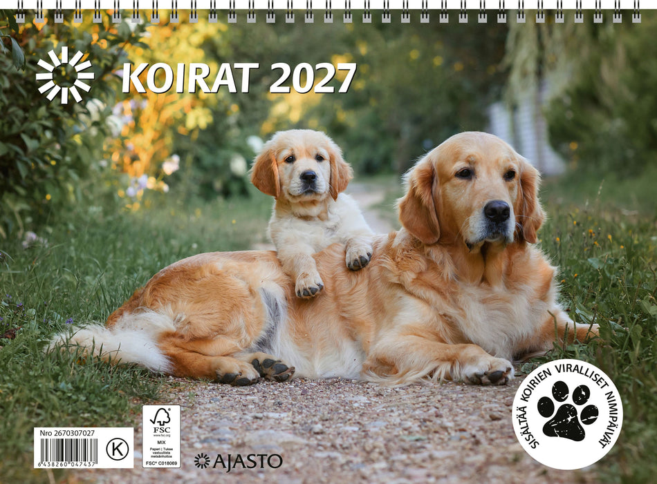 Valokuva tuotteesta Koirat  2027, kuuluu tuoteryhmään Seinäkalenterit.