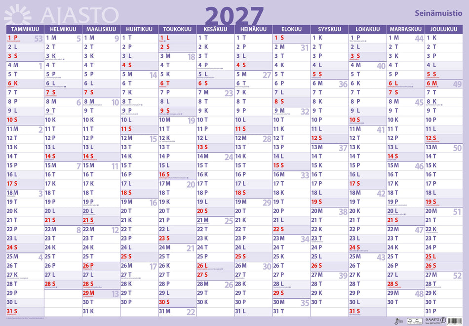 Valokuva tuotteesta Seinämuistio  2027, kuuluu tuoteryhmään Seinäkalenterit.