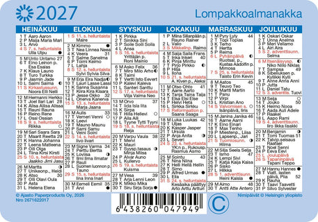 Lompakkoalmanakka 2027