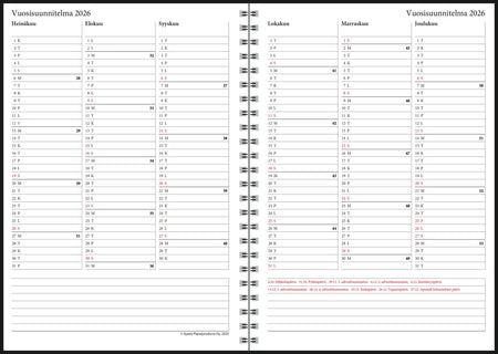 Simple A5, musta 2026-2027 (lukuvuosikalenteri)