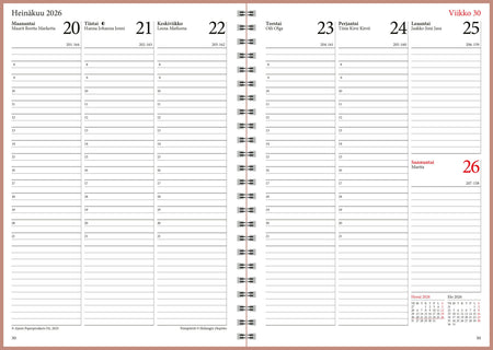 Simple A5, ruusukulta 2026-2027 (lukuvuosikalenteri)