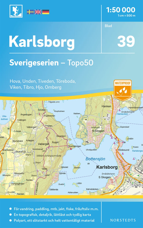39 Karlsborg Sverigeserien Topo50 : Skala 1:50 000