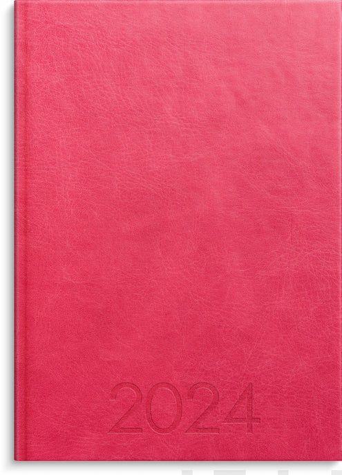 Tuntimuistio roosa keinonahkakansi sidottu A4 2024
