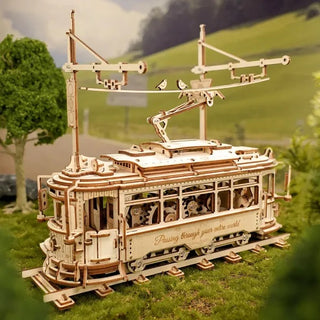 Koottava puinen pienoismalli Classic City Tram