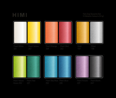 Guassivärisetti 12 väriä HIMI Twin Cup Gouache Set -Yellow Case - Metallic Edition
