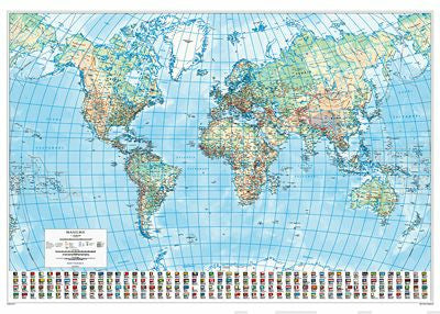 Maailma 1:30 milj. seinäkartta 2020 (135 x 96 cm)