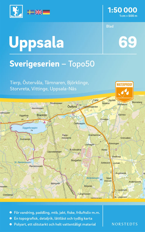 69 Uppsala Sverigeserien Topo50 : Skala 1:50 000