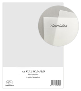Kuultopaperi valkoinen A4/5 arkkia