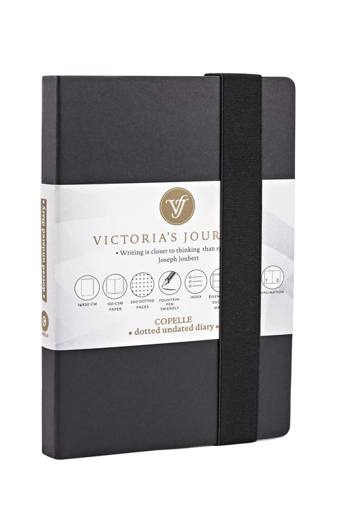 Muistikirja 14x21 cm musta Victorias Journals Copelle pistesivut