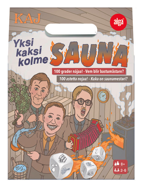 Valokuva tuotteesta Kaj Saunapeli - Yksi kaksi kolme sauna!, kuuluu tuoteryhmään Lautapelit.