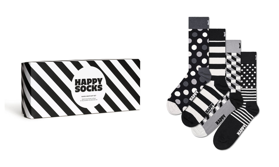 Valokuva tuotteesta Sukat Happy Socks 41-46 Classic Black &amp; White lahjapakkaus 4 paria, kuuluu tuoteryhmään Asut asusteet.