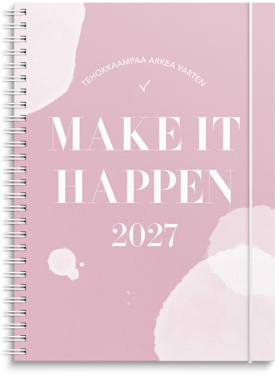 Valokuva tuotteesta Make It Happen roosa 2027, kuuluu tuoteryhmään Tasku- ja pöytäkalenterit.