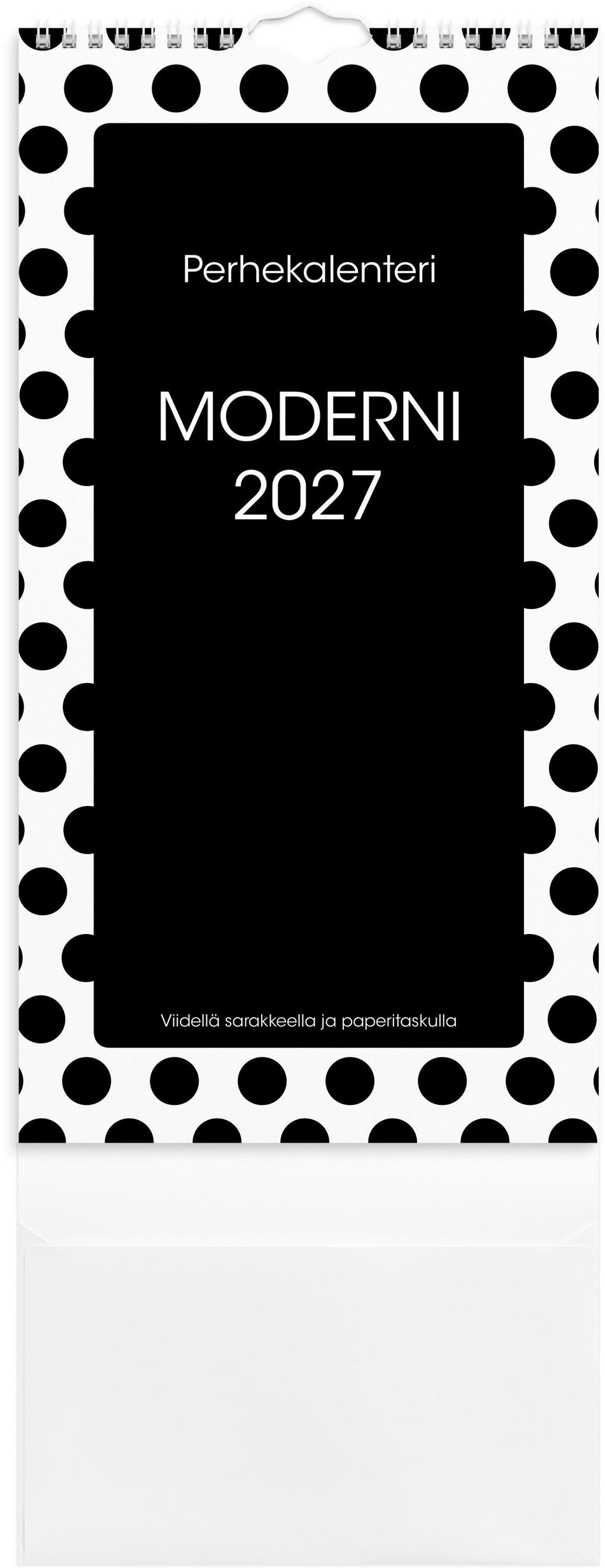 Valokuva tuotteesta Perhekalenteri Moderni paperitaskulla 2027, kuuluu tuoteryhmään Seinäkalenterit.