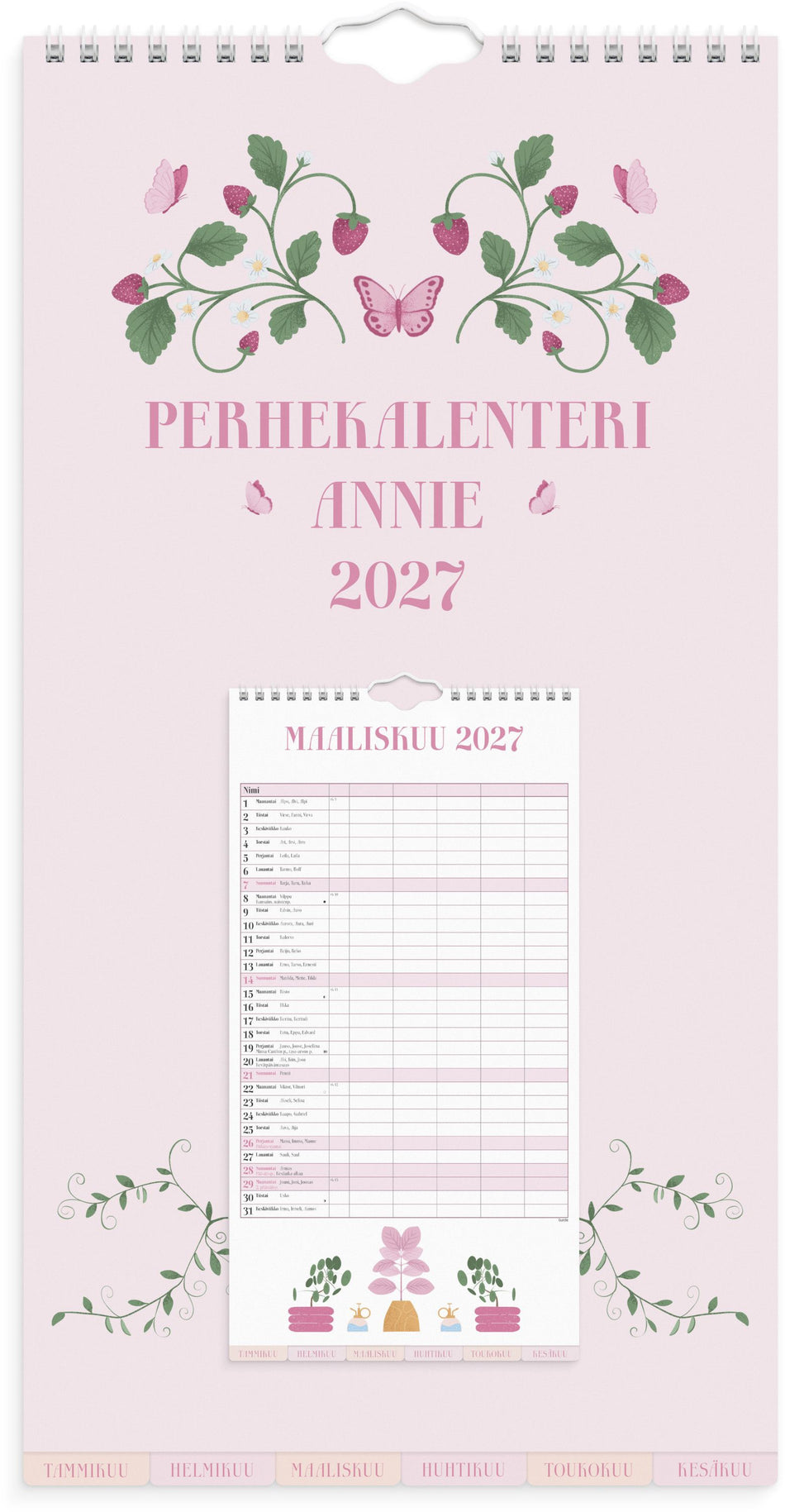 Valokuva tuotteesta Perhekalenteri Annie 2027, kuuluu tuoteryhmään Seinäkalenterit.
