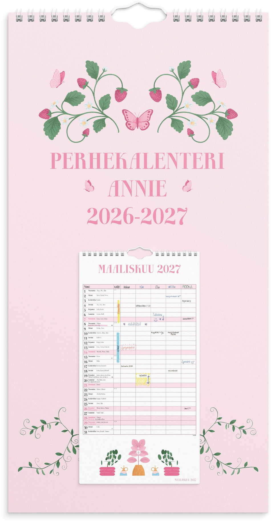 Valokuva tuotteesta Perhekalenteri Annie 2026-2027 (lukuvuosikalenteri), kuuluu tuoteryhmään Lukuvuosikalenterit.