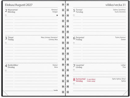 Opiskelijan kalenteri Basic musta muovi 2026-2027 (lukuvuosikalenteri)