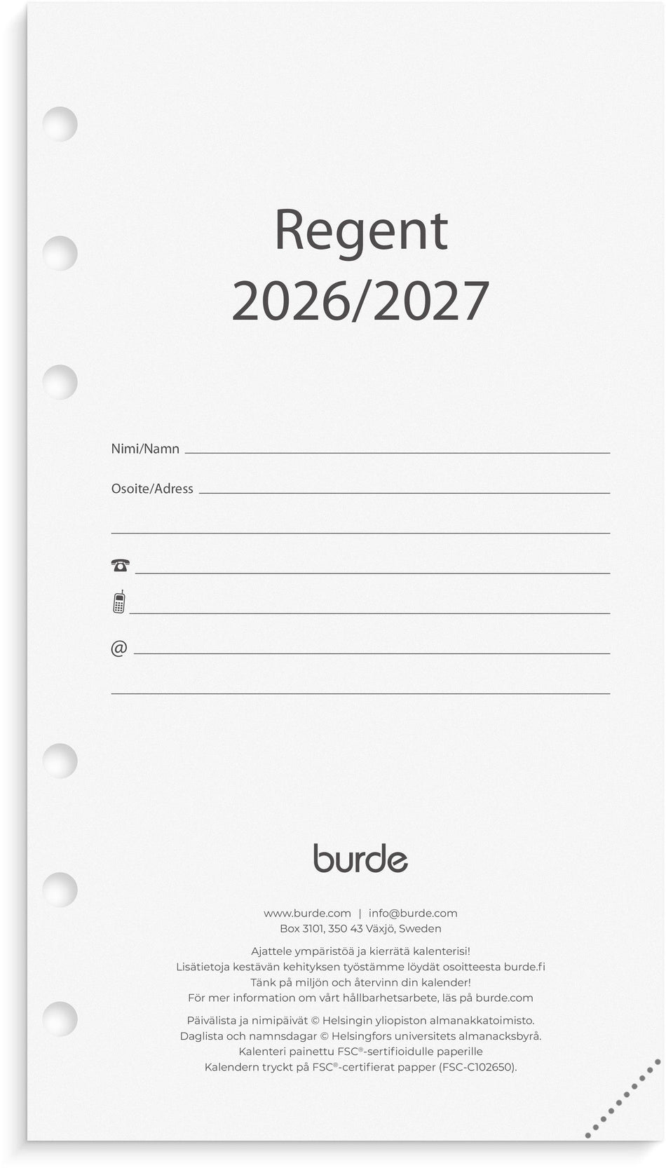 Valokuva tuotteesta Regent kalenteripaketti 18 kk 2026-2027 (lukuvuosikalenteri), kuuluu tuoteryhmään Lukuvuosikalenterit.