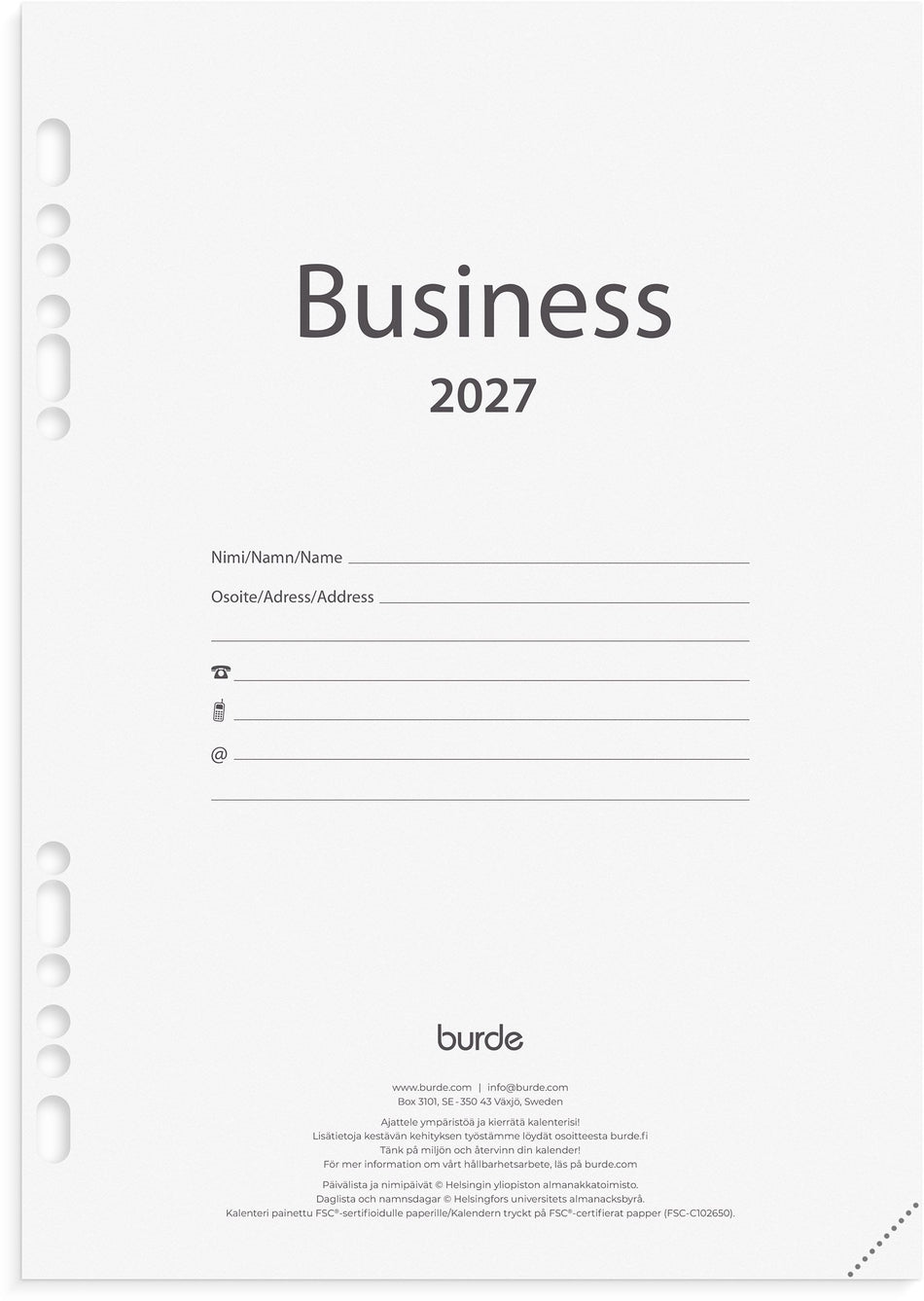 Valokuva tuotteesta Kalenteripaketti Business 12 kk 2027, kuuluu tuoteryhmään Tasku- ja pöytäkalenterit.