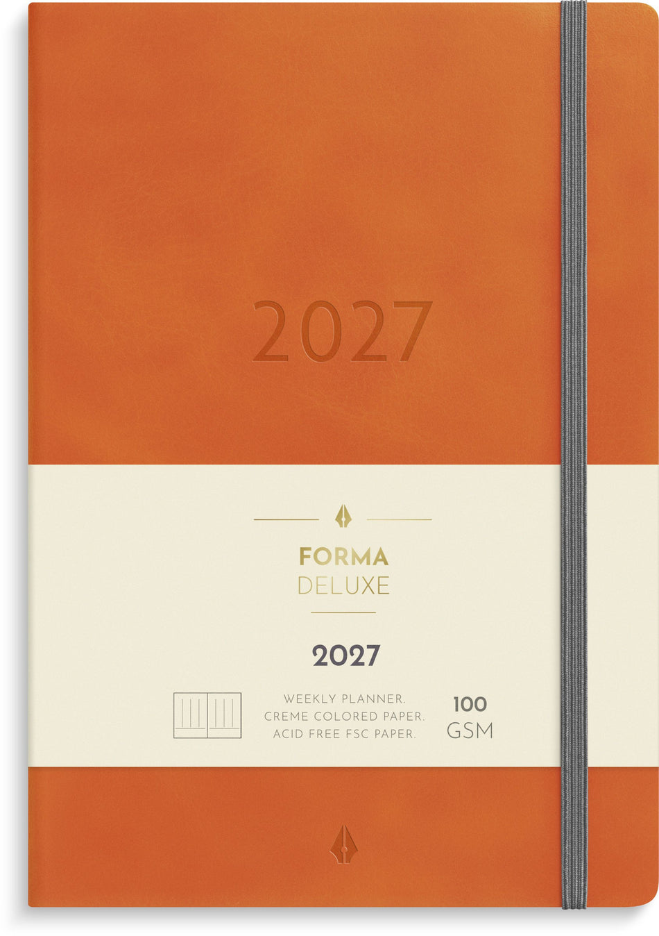 Valokuva tuotteesta Business Forma Deluxe oranssi 2027, kuuluu tuoteryhmään Tasku- ja pöytäkalenterit.