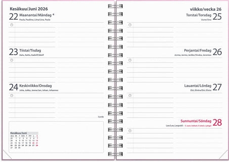 Senator A6 Ariane roosa 2025-2026 (lukuvuosikalenteri)