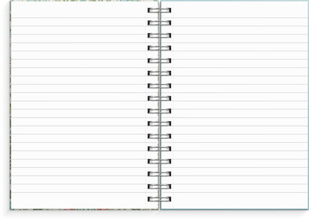 Kierremuistikirja A5 sinivihreä kukka