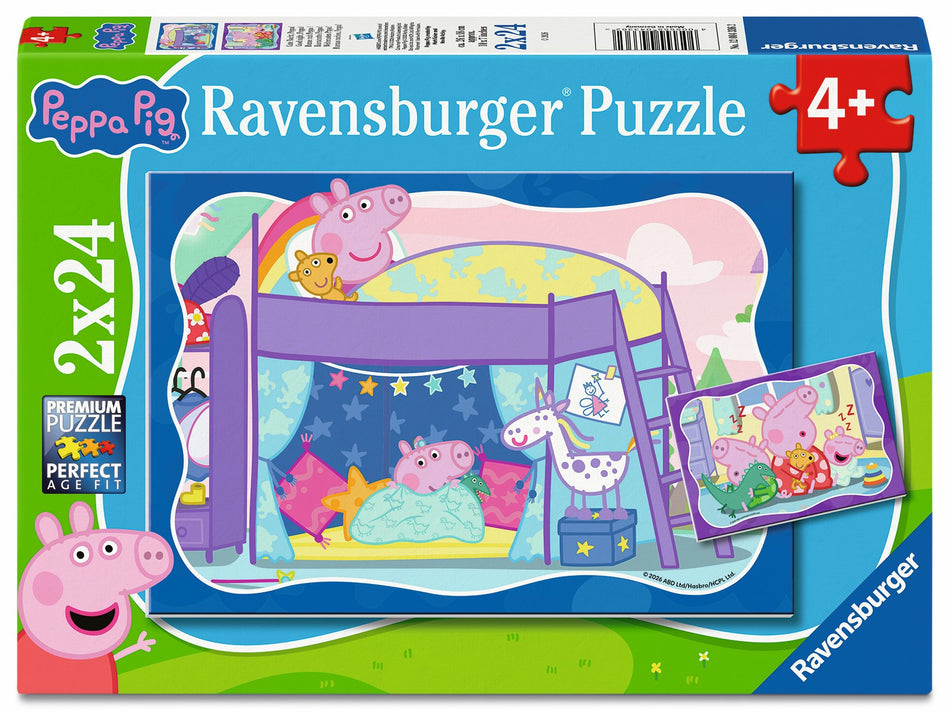 Valokuva tuotteesta Palapeli 2x24 palaa Peppa Pig - Good night, Peppa!, kuuluu tuoteryhmään Palapelit.