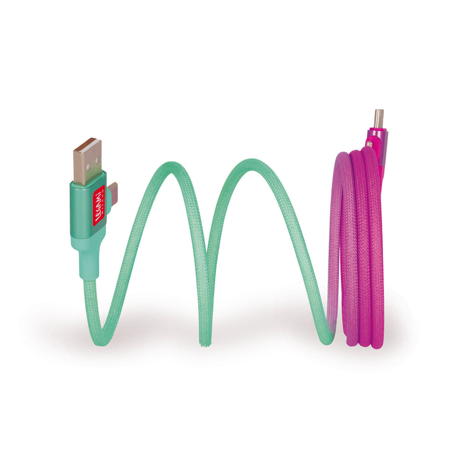 Valokuva tuotteesta Latauskaapeli 4-in-1 USB-A/USB-C ja USB-A/Lightning Legami Electric aura, kuuluu tuoteryhmään Puhelintarvikkeet.