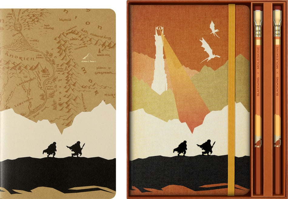 Valokuva tuotteesta Muistikirja, vihko ja 2 kynää lahjalaatikossa Moleskine LOTR, kuuluu tuoteryhmään Muistikirjat.