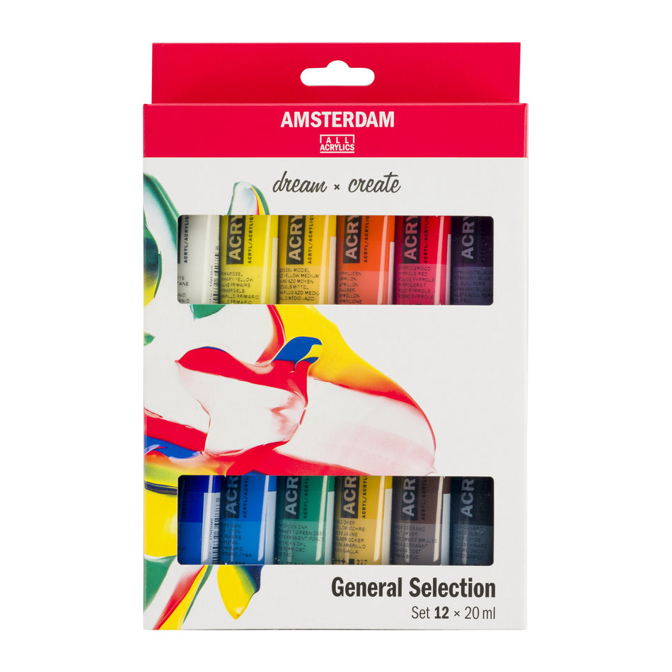Valokuva tuotteesta Akryylivärilajitelma 12x20 ml Talens Amsterdam, kuuluu tuoteryhmään Taidetarvikkeet.