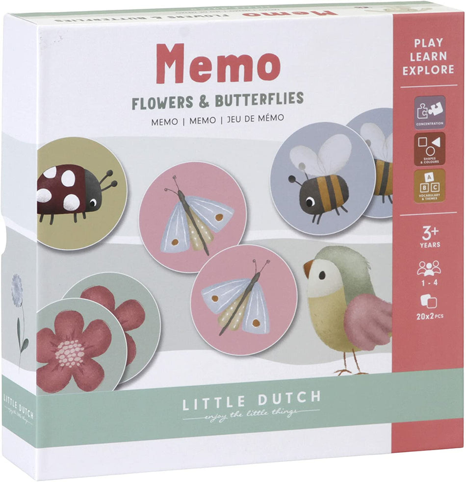 Valokuva tuotteesta Muistipeli Flowers &amp; Butterflies, Little Dutch, kuuluu tuoteryhmään Lautapelit.
