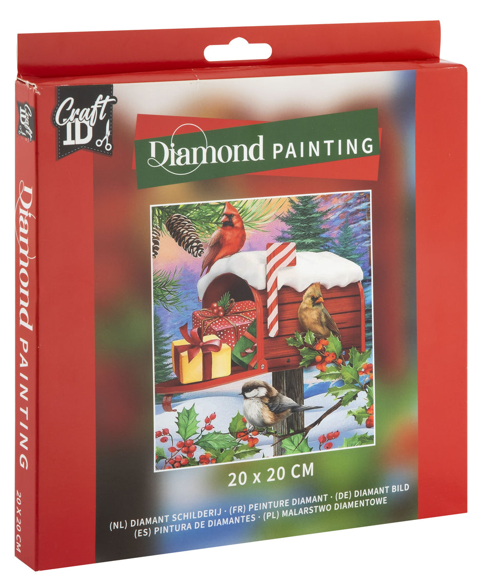 Valokuva tuotteesta Timanttimaalaussetti 20x20cm joulu postilaatikko, kuuluu tuoteryhmään Sesonkiaskartelu.