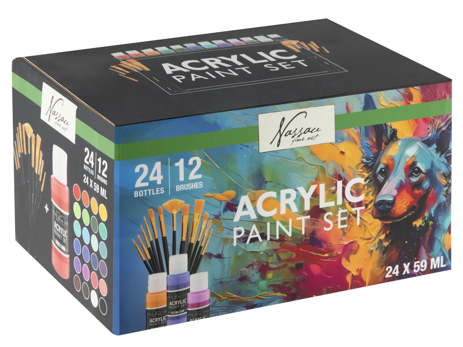 Valokuva tuotteesta Akryylimaalauspakkaus 24x59ml, kuuluu tuoteryhmään Taidetarvikkeet.